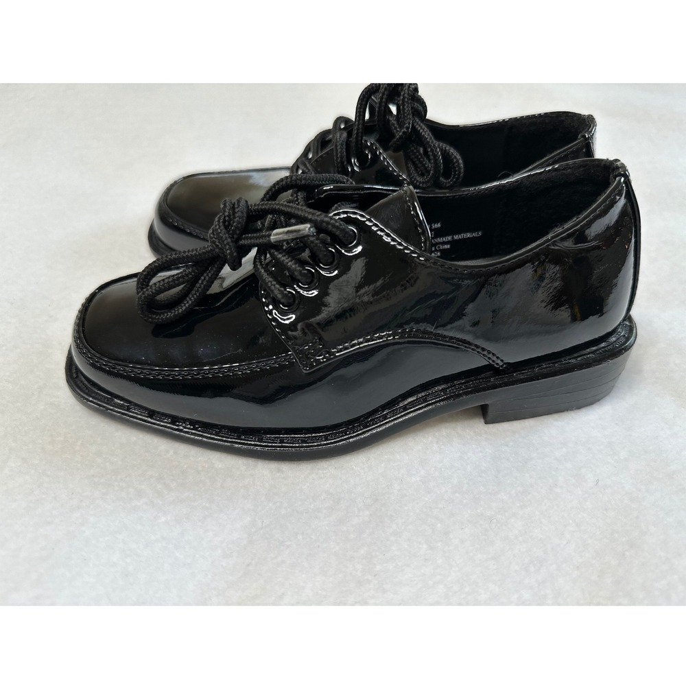Tip Top Boys Dress Shoes Size 12 Black Patent Leather Lace Up Excellent